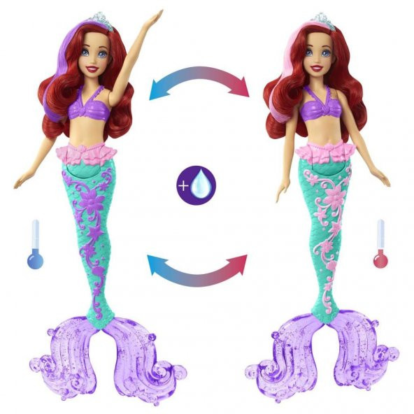 Mattel Disney Prenses Muhteşem Renk Değiştiren Saçlı Deniz Kızı Ariel HLW00, Saç Rengi Değişen Deniz Kızı - 5