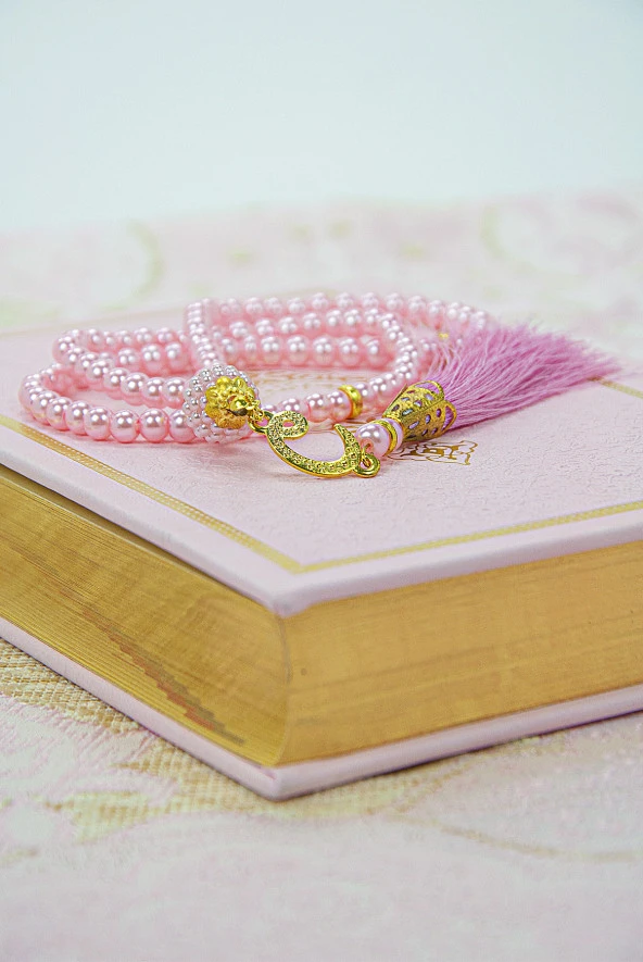 Özel Kutulu Gelin Bohçasına Uygun Hediyelik Çeyizlik Seccade Seti Pembe - Resim 5