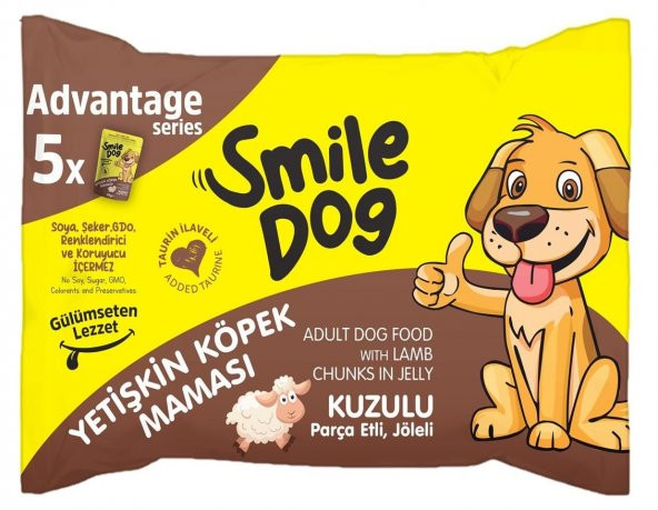 Smile Dog Flowpack Parça Kuzu Etli Yetişkin Köpek Maması 25x85Gr