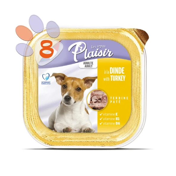 Plaisir Pate 150Gr Hindi Etli Yetişkin 8Adet Yaş Köpek Maması