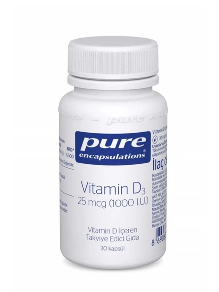 Pure Encapsulations Vitamin D3 25 mcg 1000 IU 30 Kapsül