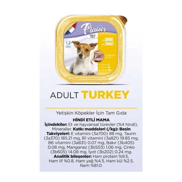 Plaisir Pate 150Gr Hindi Etli Yetişkin 4Adet Yaş Köpek Maması - 3