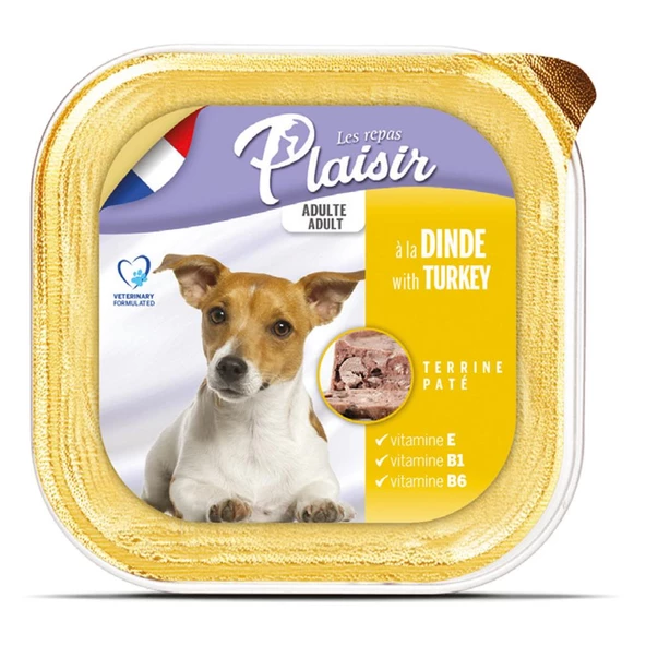 Plaisir Pate 150Gr Hindi Etli Yetişkin 4Adet Yaş Köpek Maması