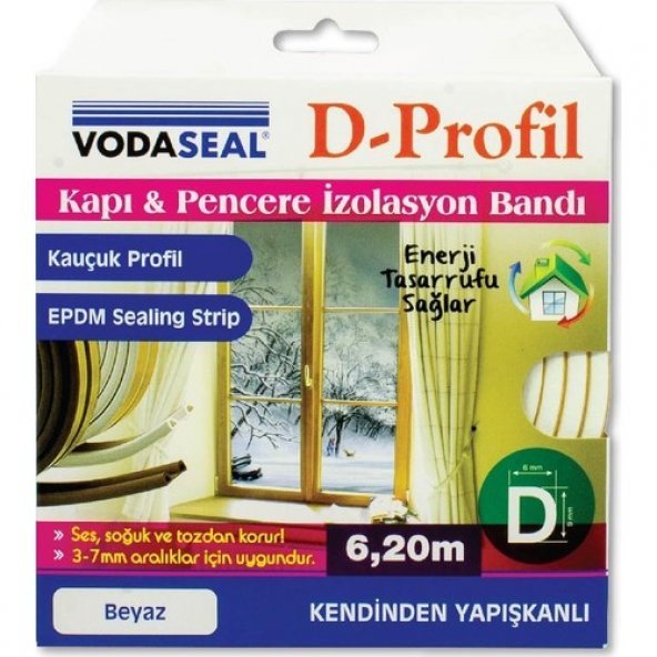 Vodaseal Kapı Ve Pencere Bandı Vodaseal 6,2 Metre  Beyaz