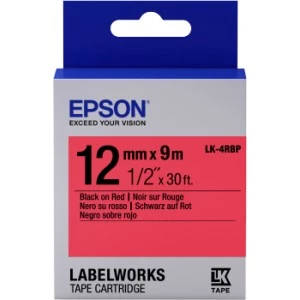 Epson LK-4RBP Pastel Kırmızı Üzeri Siyah 12MM 9Metre