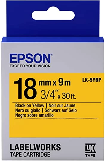 Epson LK-5YBP Pastel Sarı Üzeri Siyah 18mm 9metre