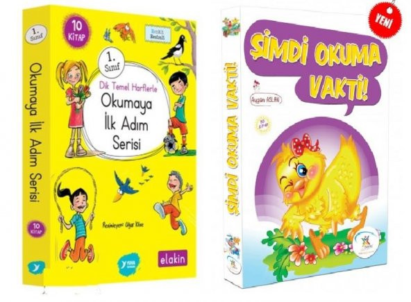 Yuva 1.Sınıf Dik Temel Harflerle Okumaya İlk Adım + Şimdi Okuma Vakti Hikaye Seti 20 Kitap