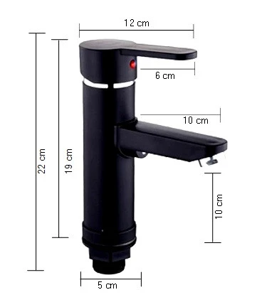 POLYFIT SİYAH MİX LAVABO BATARYASI F1 MODEL 19 CM - 5