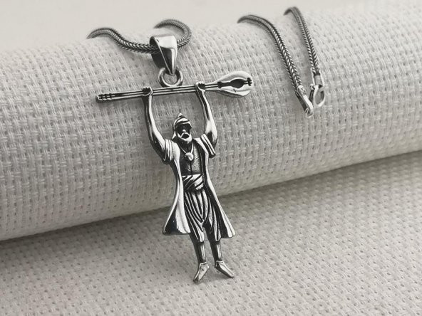 Pir Sultan Abdal 925 Ayar Gümüş Kolye ürün görseli 1