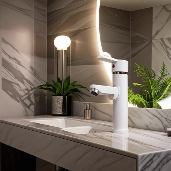 POLYFIT BEYAZ MİX LAVABO BATARYASI F1 MODEL 19 CM - 2
