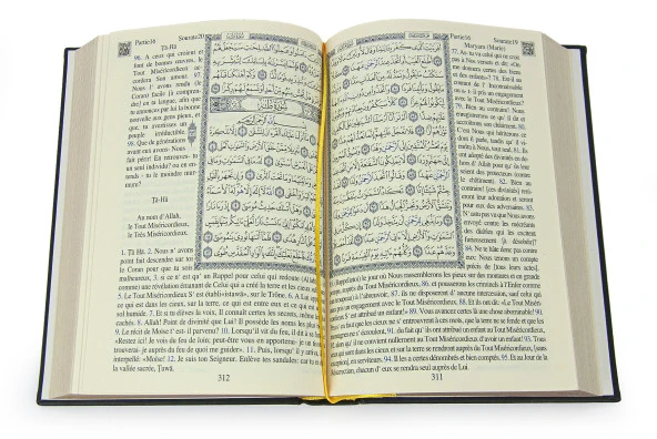 Fransızca Mealli Medine Hatlı Kuranı Kerim ve Seccade Seti Siyah - Resim 8