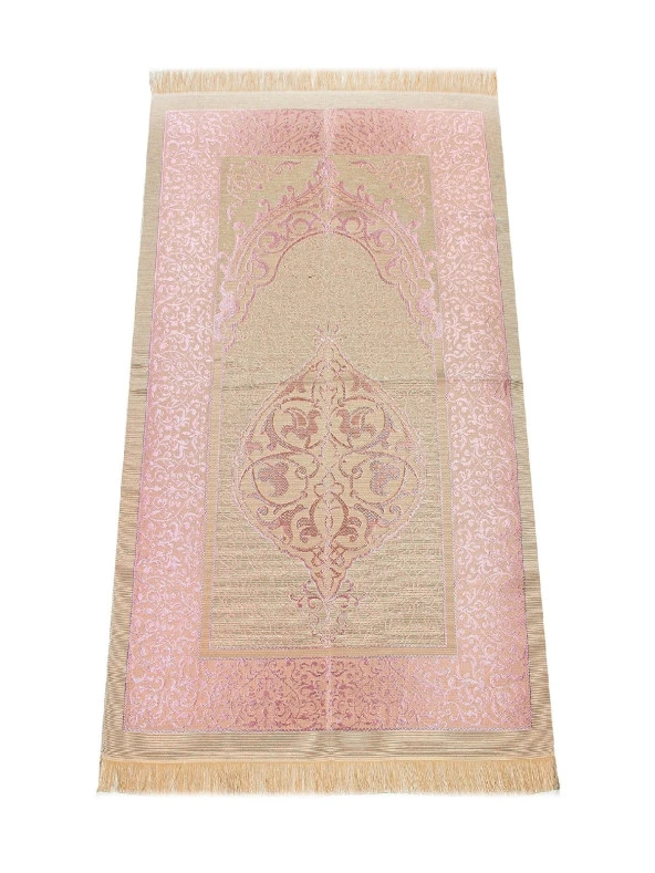 Bohçaya ve Mevlide Uygun Başörtülü Seccade Seti - Tesbihli - Pembe - Resim 5