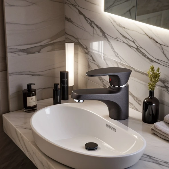 POLYFIT ANTRASİT GRİ MİX LAVABO BATARYASI MİNİ 12 CM - 4