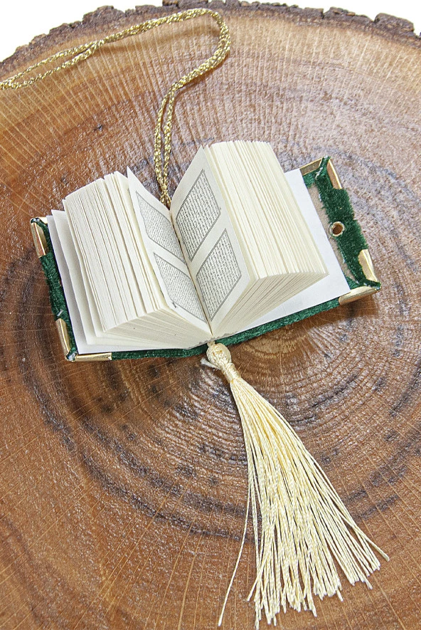 Mevlüt İçin Mini Silindir Kutulu Tesbihli Hediyelik Kuranı Kerim Seti Yeşil - Resim 4