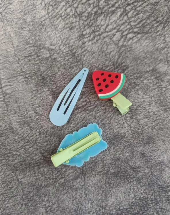 Toka Sevimli Kedicik Meyveli  Kız Çocuk Toka Saç Aksesuar Hediye - Resim 2