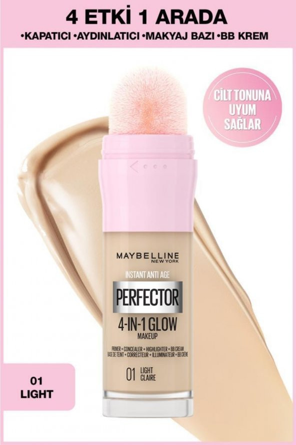 Maybelline Instant Perfector Glow 4 Etki 1 Arada Fondöten- 01 Light