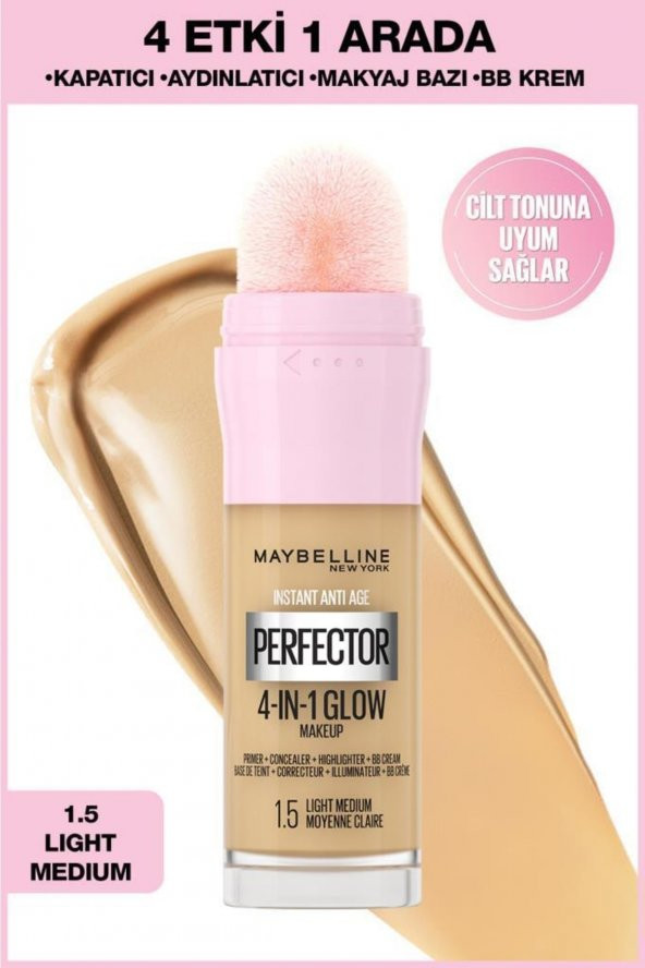 Maybelline Instant Perfector Glow 4 Etki 1 Arada Fondöten- 00 Fair Light 20 Ml - Resim 5