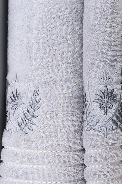 Özdilek 4 Parça Best Hamam Seti, Banyo Havlu Takımı-Leaf Krem- Gri - 6
