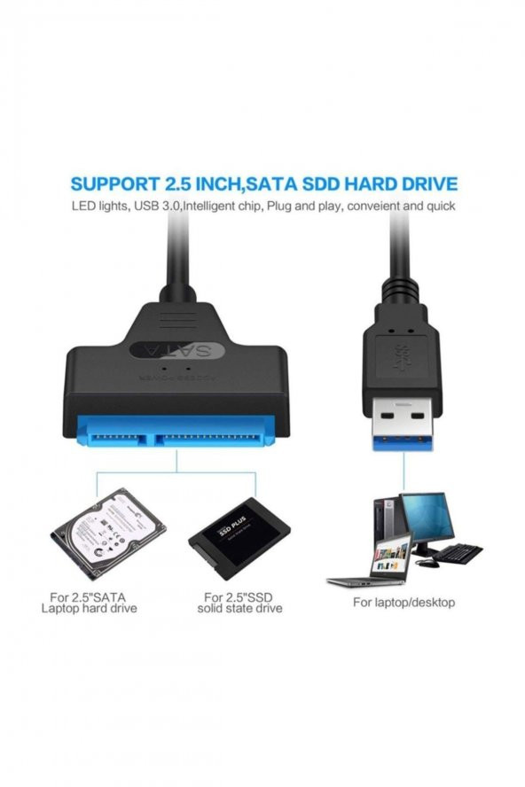 4469 Usb 3.0 Yüksek Hızlı 2.5 Inç Sata Ssd Ve Hdd Harddisk Kablosu - 7