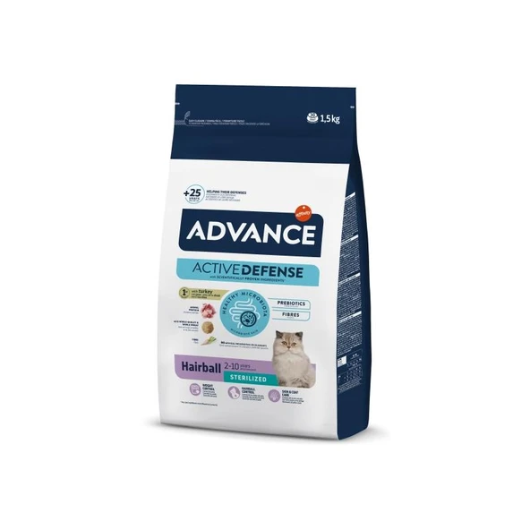 Advance Cat Sterilized Hairball Hindili Kısır Kedi Maması 1,5 Kg