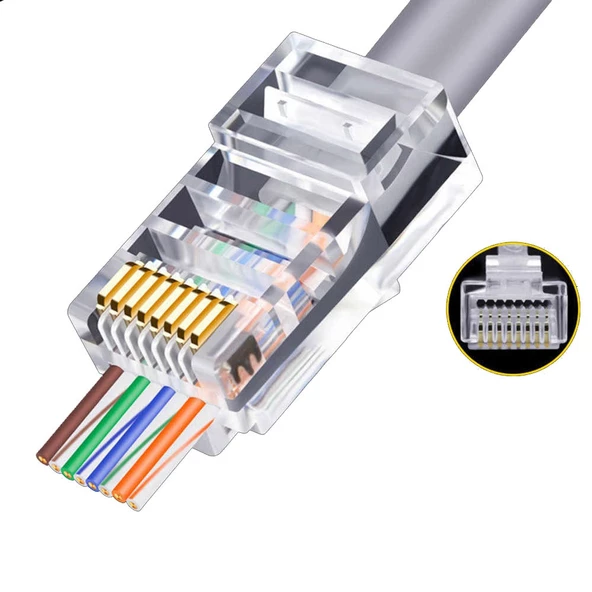 SpeedUF Ez Rj45 Cat5/cat6 Yeni Nesil Konnektör-delikli Konnektör 100 Adet