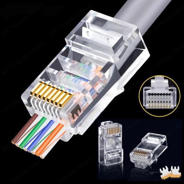 SpeedUF Ez Rj45 Cat5/cat6 Yeni Nesil Konnektör-delikli Konnektör 100 Adet - 4