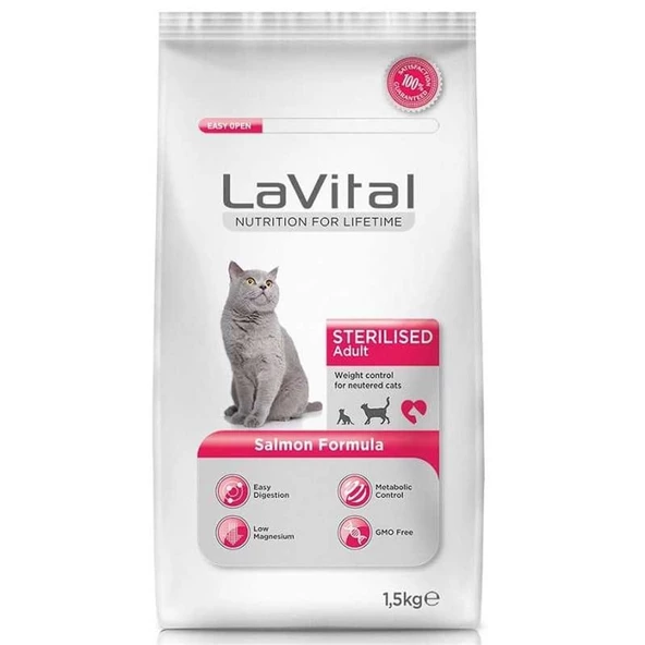 La Vital Somonlu Kısırlaştırılmış Kedi Maması 1,5 Kg