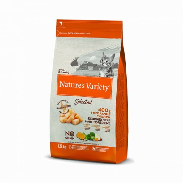 Nature's Variety Cat No Grain Kitten Free Range Chicken Tahılsız Tavuklu Yavru Kedi Maması 1,25kg