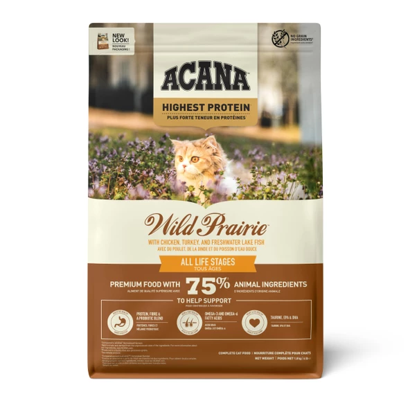 Acana Wild Prairie Tavuklu ve Göl Balıklı Tahılsız Kedi Maması 1.8 kg