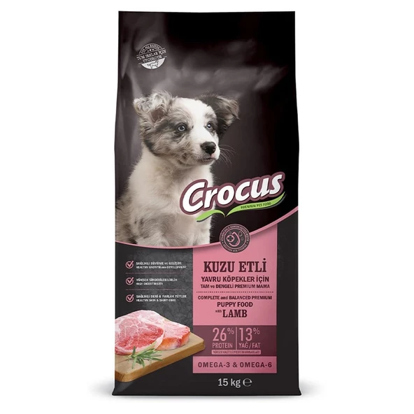Crocus Kuzu Etli Pirinçli Yavru Köpek Maması 15 Kg