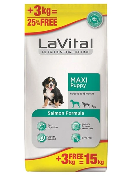 Lavital Büyük Irk Somonlu Yavru Köpek Maması 12+3 Kg