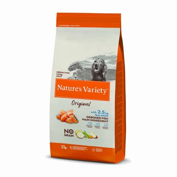 Nature's Variety Dog No Grain Medium/maxi Adult Salmon 12kg ürün görseli