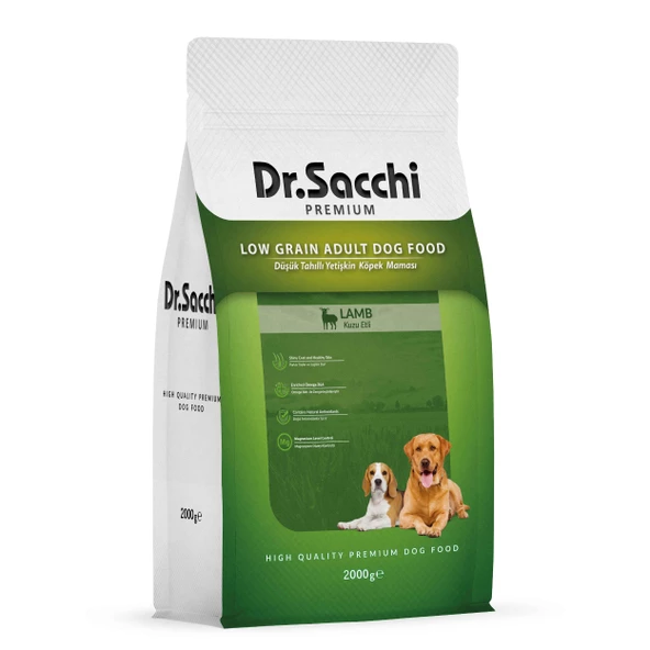 Dr.Sacchi Premium Düşük Tahıllı Kuzu Etli Yetişkin Köpek Maması 2 Kg