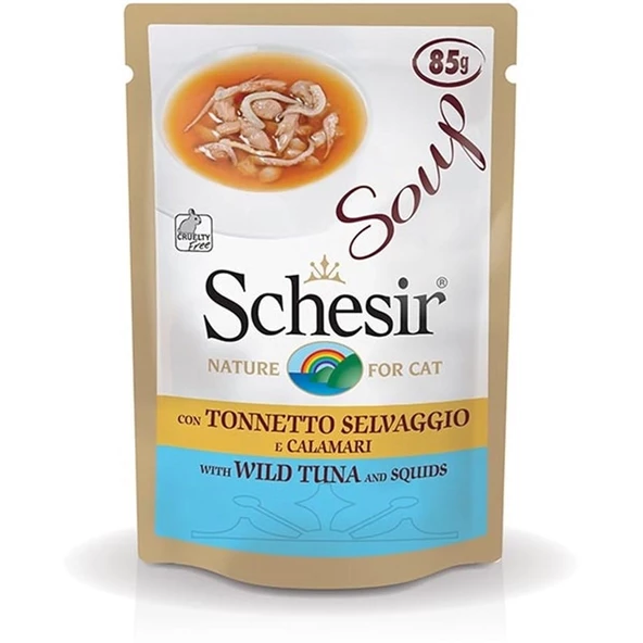 Schesir Cat Soup Ton Balıklı Kalamarlı Kedi Çorbası 85gr ürün görseli