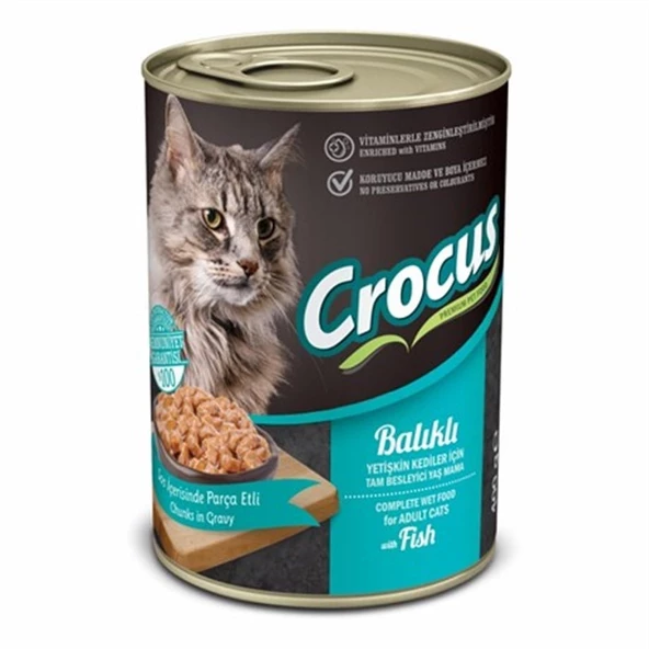 Crocus Yetişkin Kedi Balıklı Yaş Mama 400g X 12 Adet