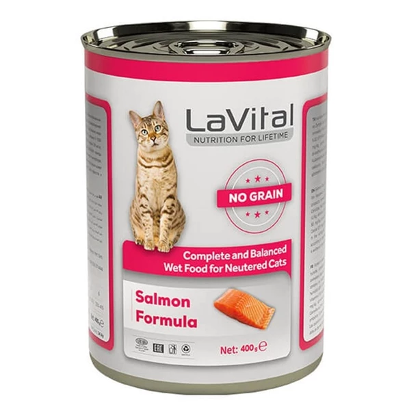 LaVital Sterilised Tahılsız Somonlu Kısır Kedi Konservesi 400 Gr