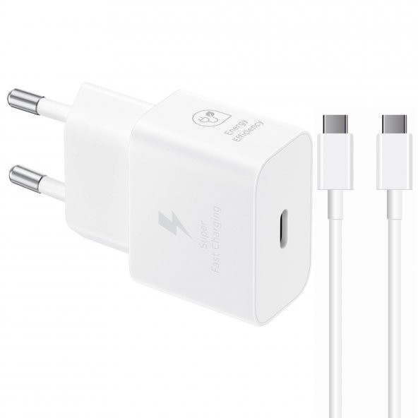 Samsung Galaxy Note 20 Plus T2510N 25W Şarj Aleti Type-C to Type-C 6A 120W 2Metre Kablolu Beyaz