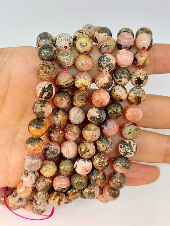 Rodokrozit Taşı Koyu Renk Dizi 8mm ürün görseli 1