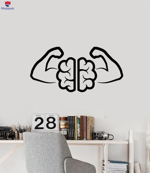 Ofis, Çalışma Odası Duvar Sticker Beyin Gücü Kasları Akıl Zihin Çalışma Alanı Inspire Etiketler