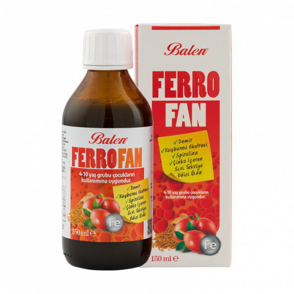 BALEN FERROFAN DEMİR, KUŞBURNU EKS., SPİRULİNA, ÇİNKO İÇEREN ŞURUP 150 ML