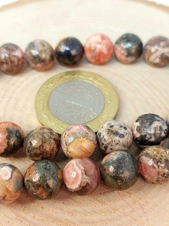 Rodokrozit Taşı Koyu Renk YARIM Dizi 10mm (18cm uzunluğundadır) ürün görseli