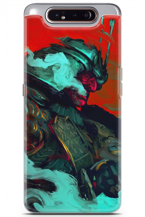 Samsung Galaxy A80 Kılıf Seri Polka 24 Yeşil KırmızıDarbe Emici Kılıf
