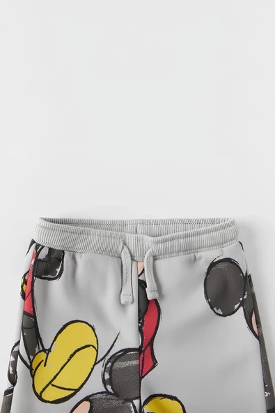 Unisex Çocuk Mickey Mouse Baskılı 3 İplik Şardonsuz Sweat ve Eşofman Alt Üst Takım Dar Kalıp - 3