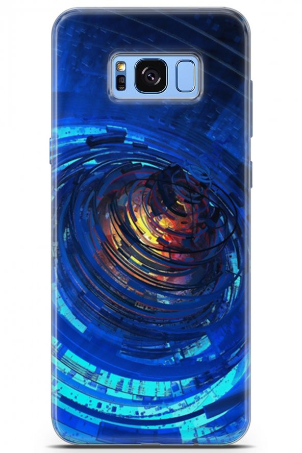 Samsung Galaxy S8 Plus Kılıf Seri Polka 03 LacivertArka Kapak - 1