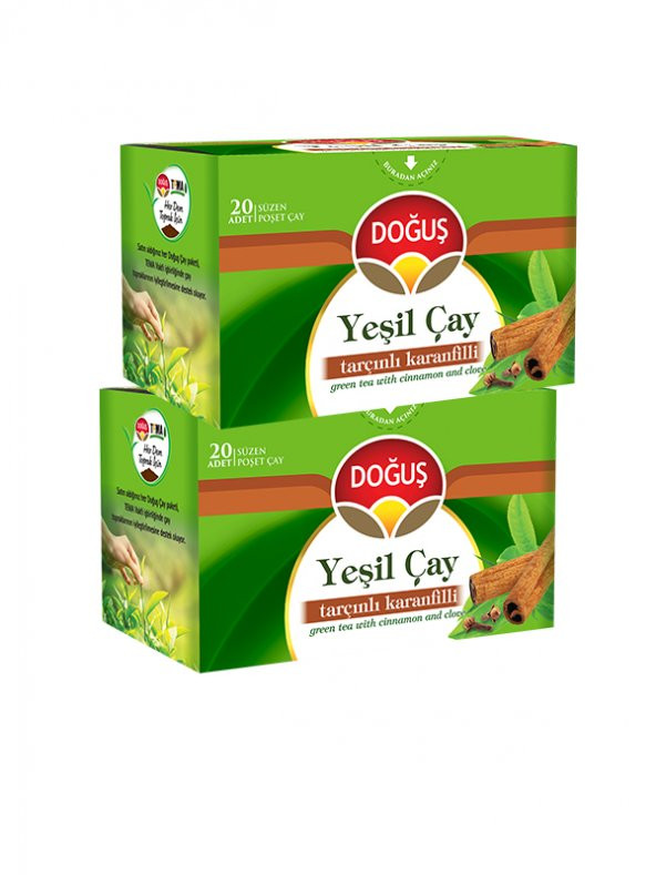 YEŞİL ÇAY TARÇINLI KARANFİLLİ 20 SÜZEN POŞET (30 gr), 2 ADET