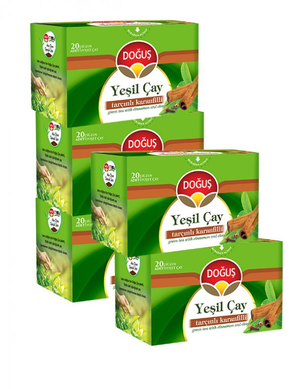 YEŞİL ÇAY TARÇINLI KARANFİLLİ 20 SÜZEN POŞET (30 gr), 5 ADET