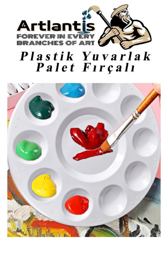 Akrilik Boya 10 Renk 20 ml Şişe 1 Paket 10 Lu Akrilik Boya Seti ve Yuvarlak Resim Paleti Fırçalı 1 Paket 10 Hazneli Boya Paleti Sanatsal Boyalar İçin Palet Akrilik Boya - 4