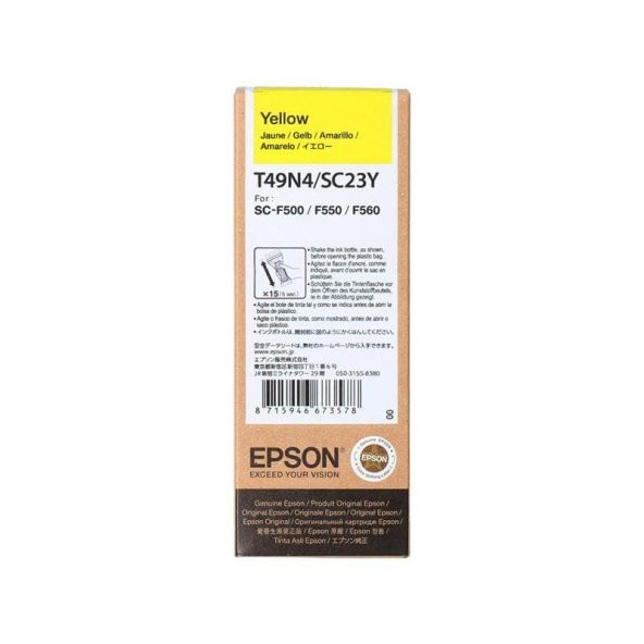 Epson C13T49N400 Dye Sublimation Mürekkep Orj. F100, F500 Yellow 140ml - 2