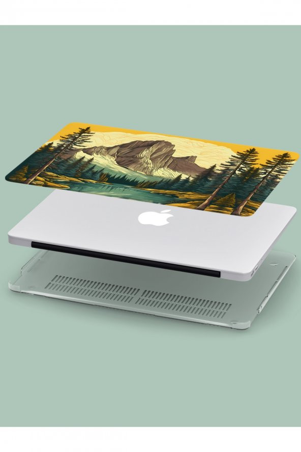 Macbook (M1) Uyumlu Kılıf 13.3 inç A2179-A2337 MacAi26 Şeffaf Sert PVC Dağ Manzarası