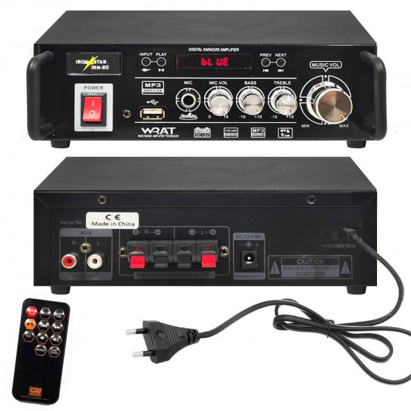 ANFİ 80W STEREO DİJİTAL BLUETOOTH USB/MP3 12/220V IRONSTAR IRN-80 - 1